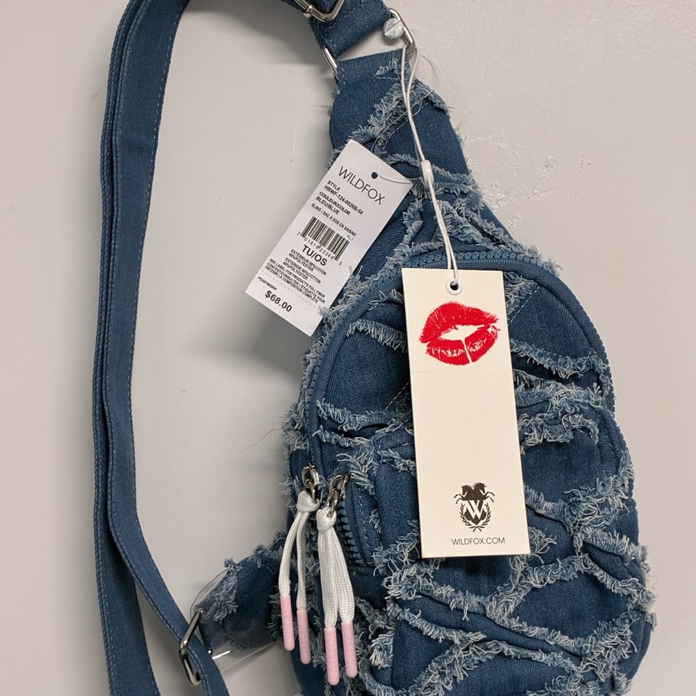 Wildfox Frayed Denim Crossbody Bag